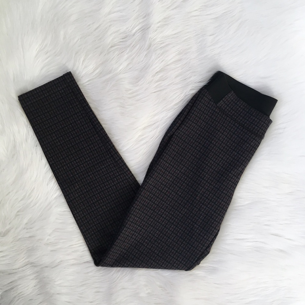 Talbots Grey Red Houndstooth Pull On Trousers Pants